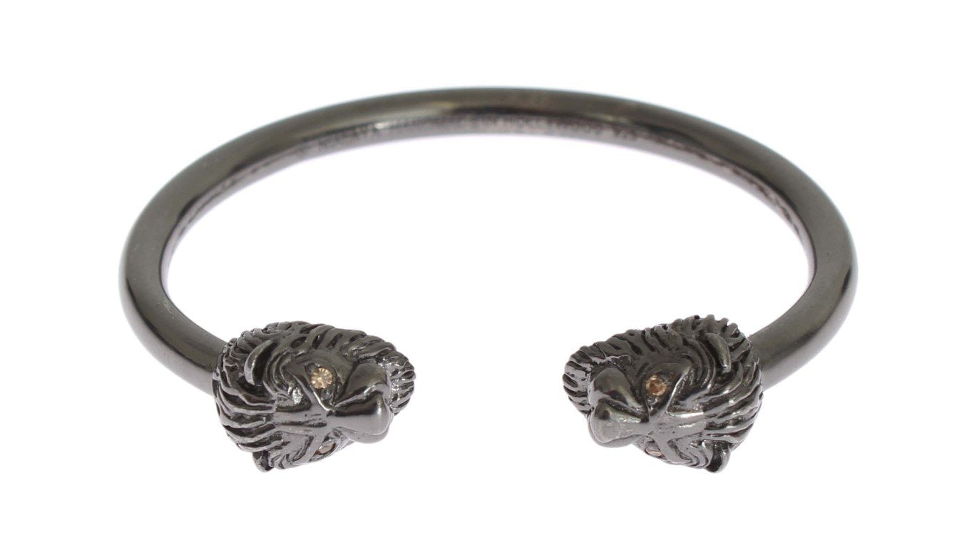 Black Rhodium Lion Bangle Bracelet