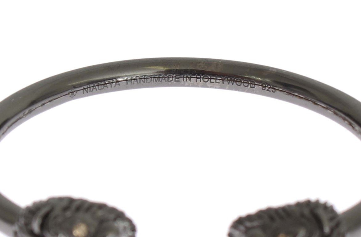 Black Rhodium Lion Bangle Bracelet
