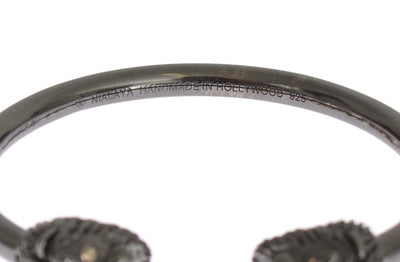 Black Rhodium Lion Bangle Bracelet