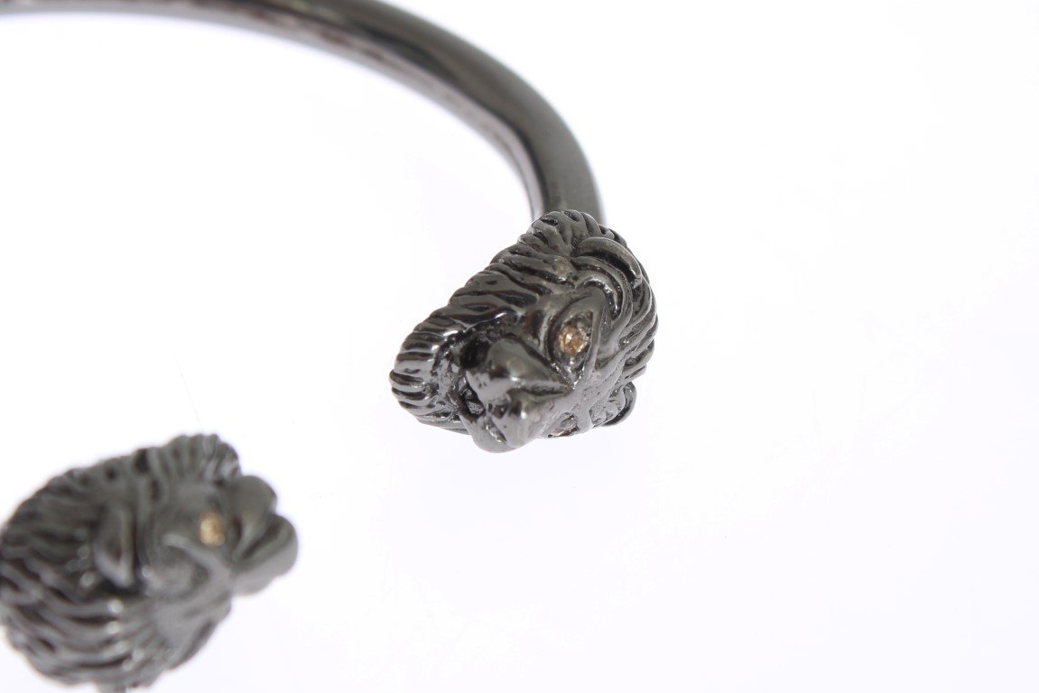 Black Rhodium Lion Bangle Bracelet