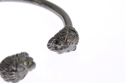 Black Rhodium Lion Bangle Bracelet
