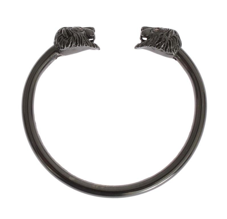 Black Rhodium Lion Bangle Bracelet