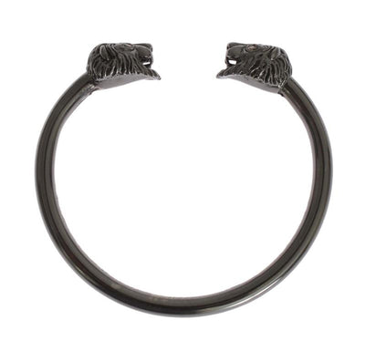 Black Rhodium Lion Bangle Bracelet