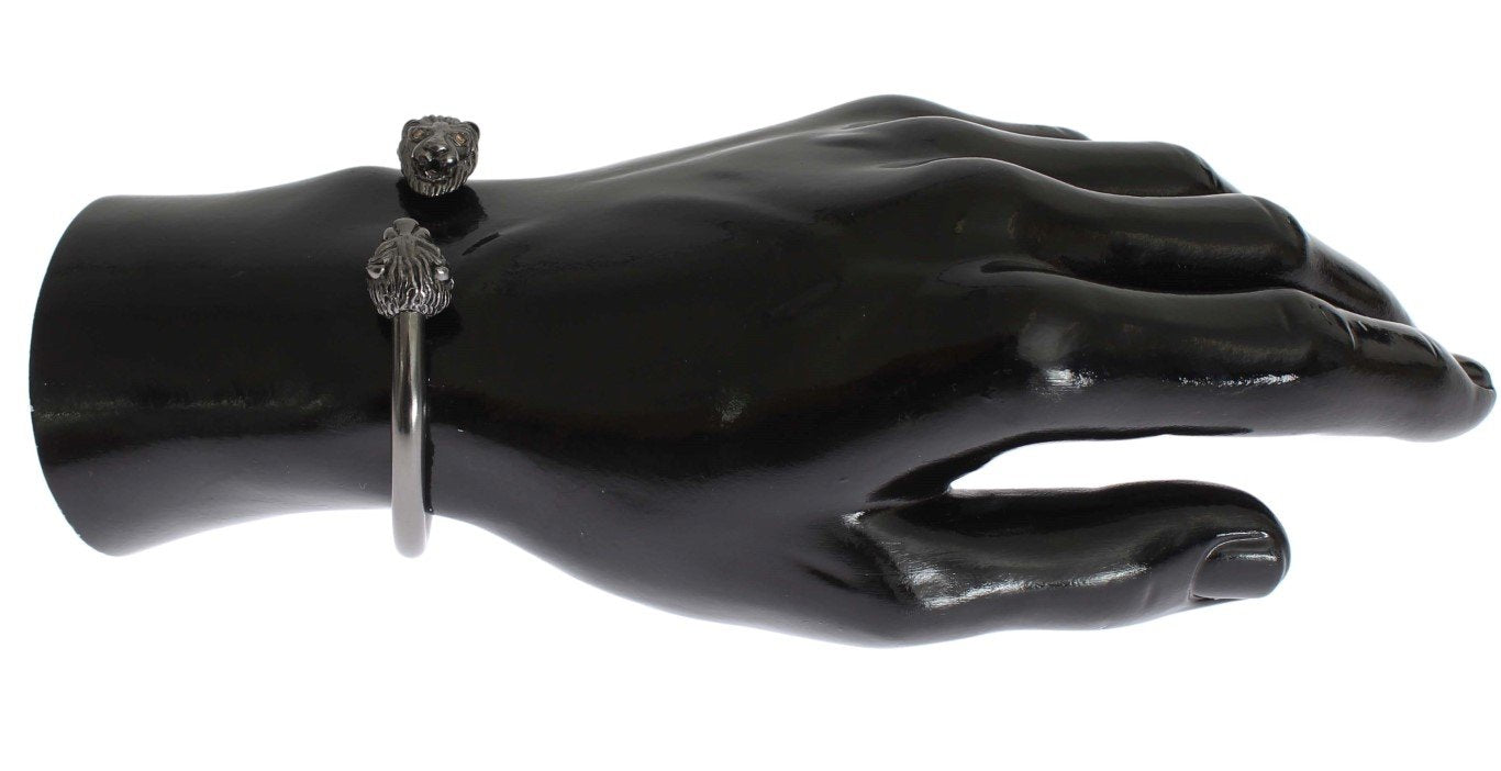 Black Rhodium Lion Bangle Bracelet
