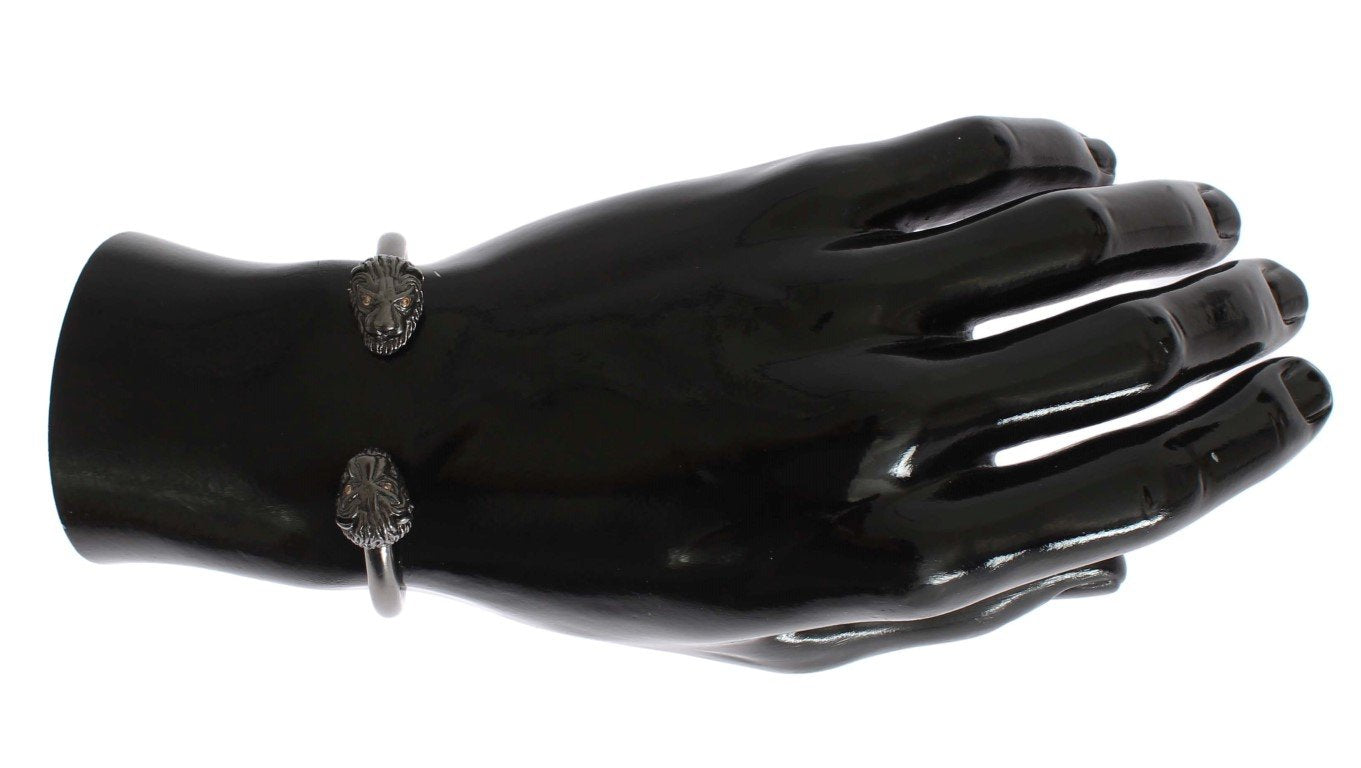 Black Rhodium Lion Bangle Bracelet