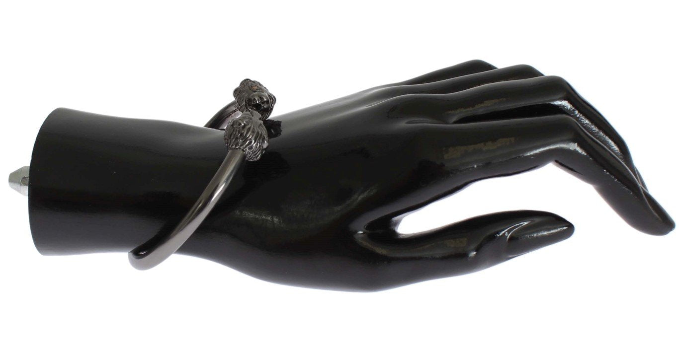 Black Rhodium Lion Bangle Bracelet