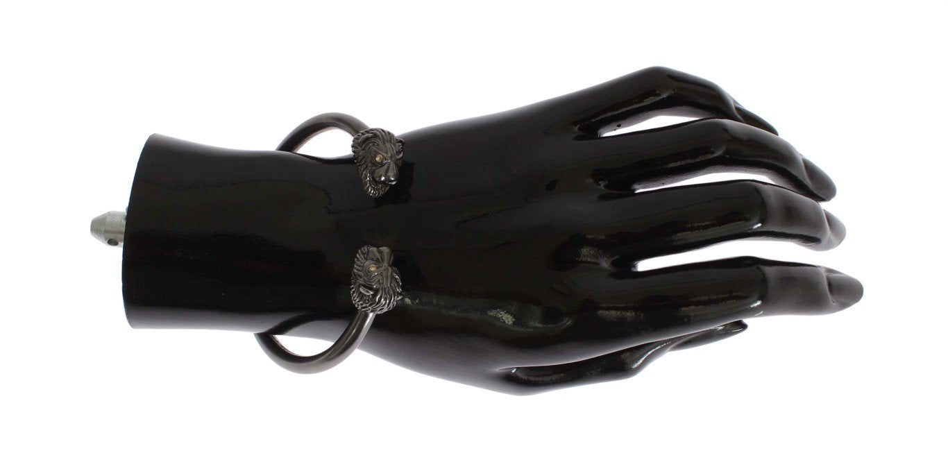Black Rhodium Lion Bangle Bracelet