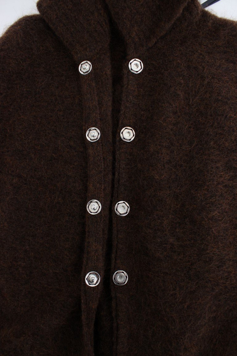 Brown mohair knitted cardigan
