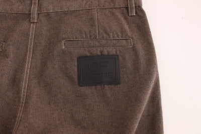 Brown Cotton Regular Fit Casual Pants