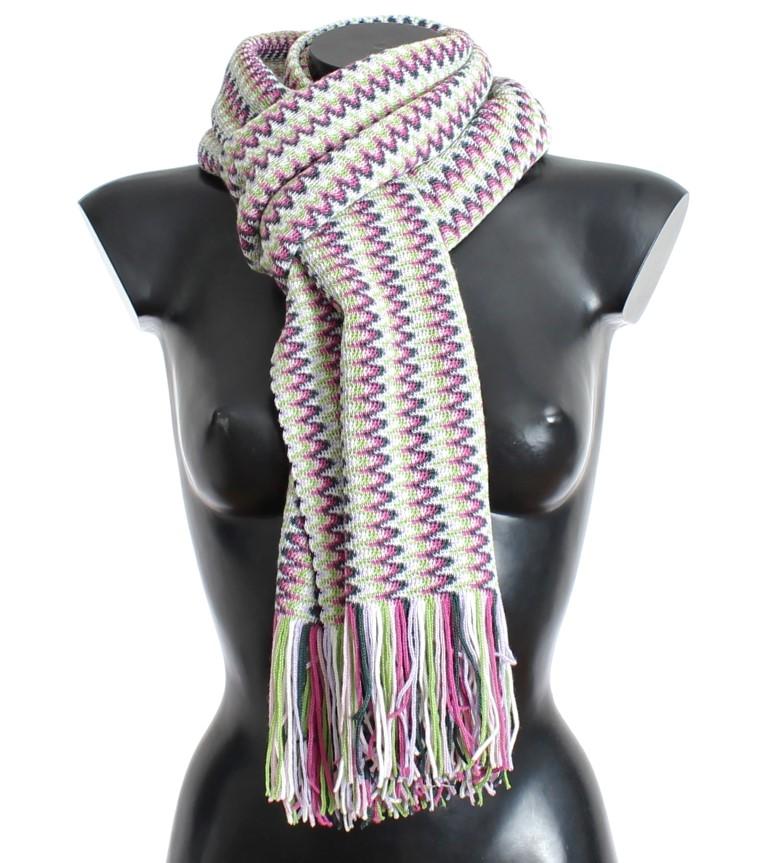 Multicolor zig zag pattern wool scarf