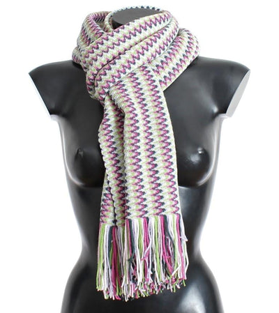 Multicolor zig zag pattern wool scarf