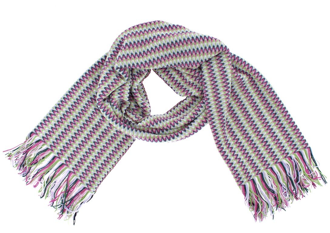 Multicolor zig zag pattern wool scarf