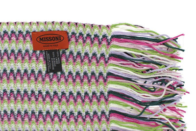 Multicolor zig zag pattern wool scarf