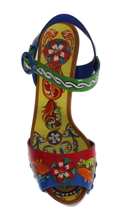 Multicolor Carretto Leather Platform Sandals