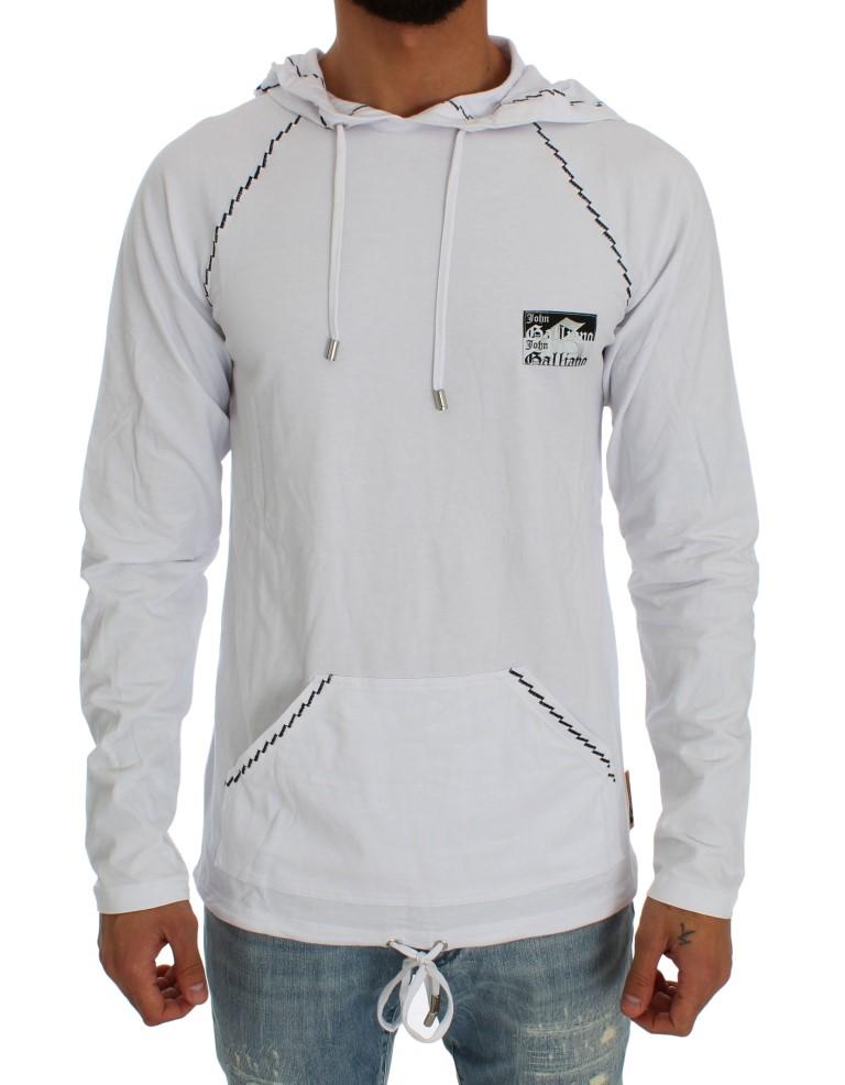 White Cotton Stretch Hooded Sweater