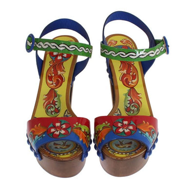 Multicolor Carretto Leather Platform Sandals