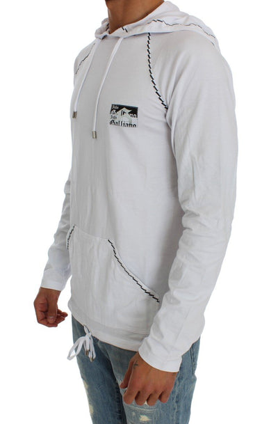White Cotton Stretch Hooded Sweater
