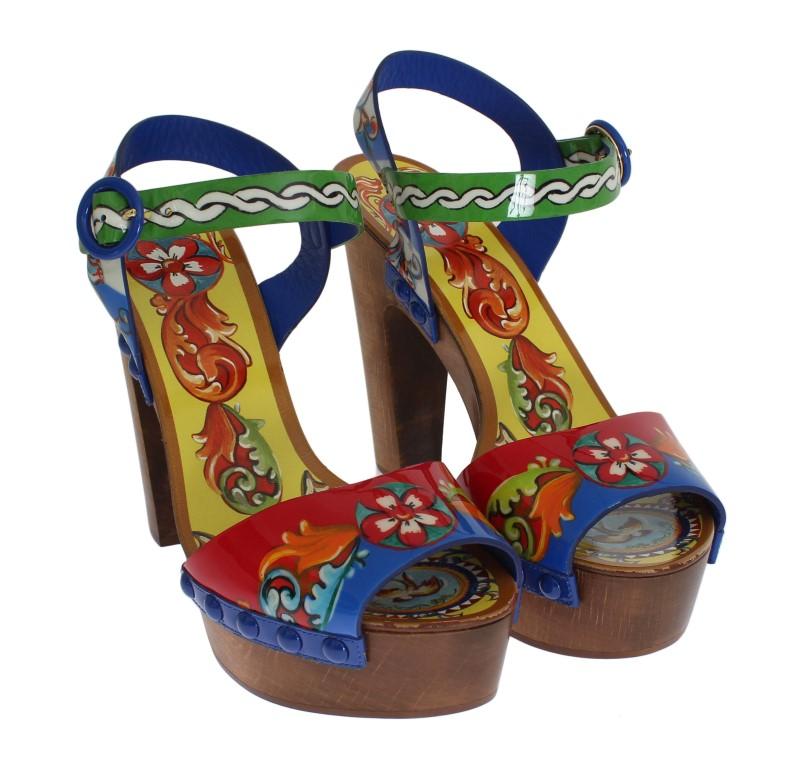 Multicolor Carretto Leather Platform Sandals