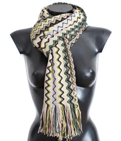 Multicolor zig zag pattern wool scarf