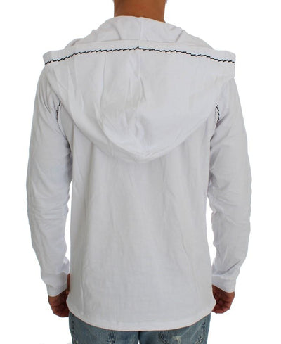 White Cotton Stretch Hooded Sweater