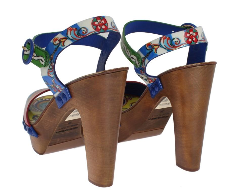 Multicolor Carretto Leather Platform Sandals