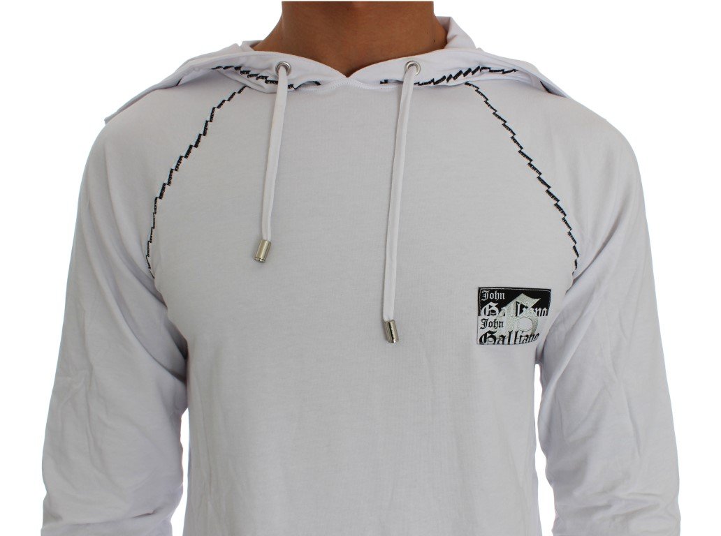 White Cotton Stretch Hooded Sweater
