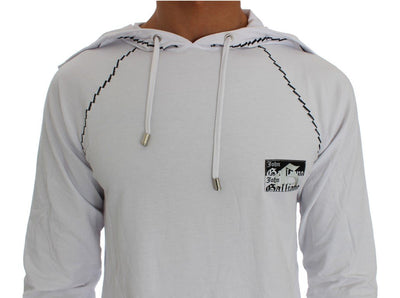 White Cotton Stretch Hooded Sweater