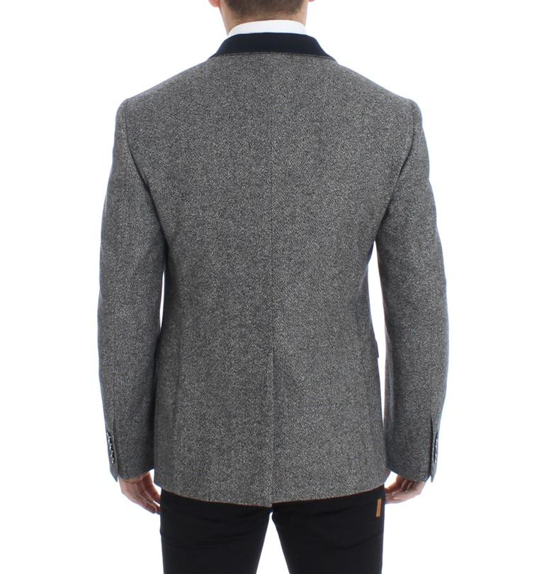 Gray wool double breasted blazer