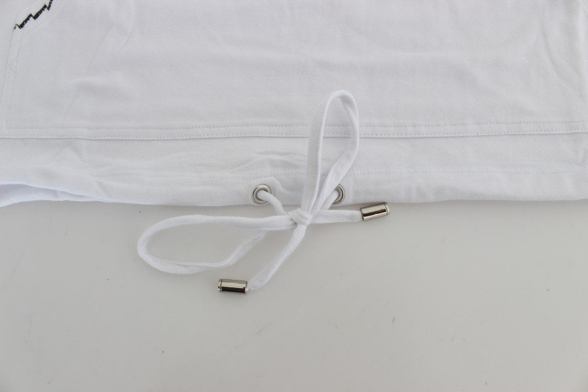 White Cotton Stretch Hooded Sweater