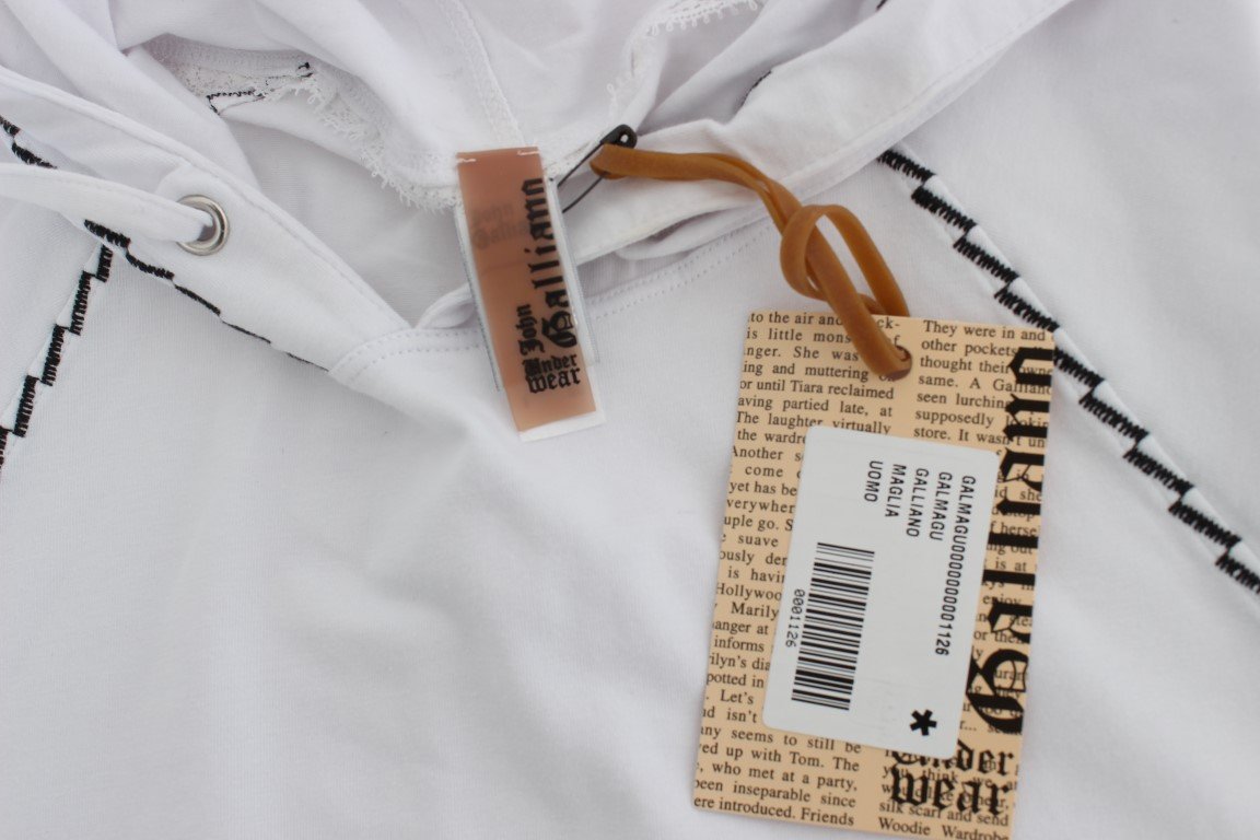 White Cotton Stretch Hooded Sweater