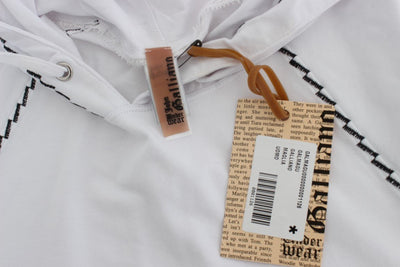 White Cotton Stretch Hooded Sweater