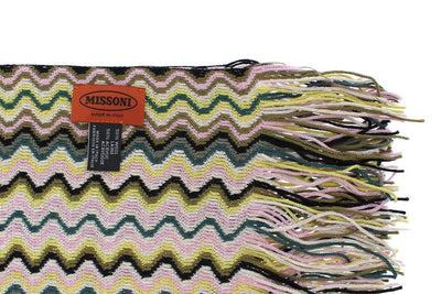 Multicolor zig zag pattern wool scarf
