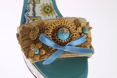 Handpainted Brocade Crystal Majolica Sandals