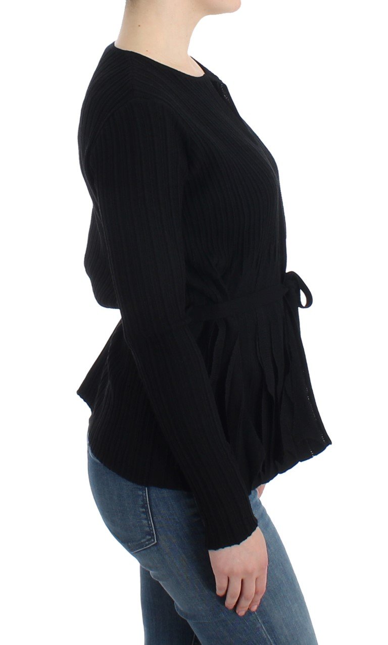 Black wool cardigan