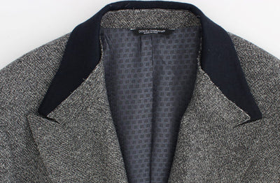 Gray wool double breasted blazer