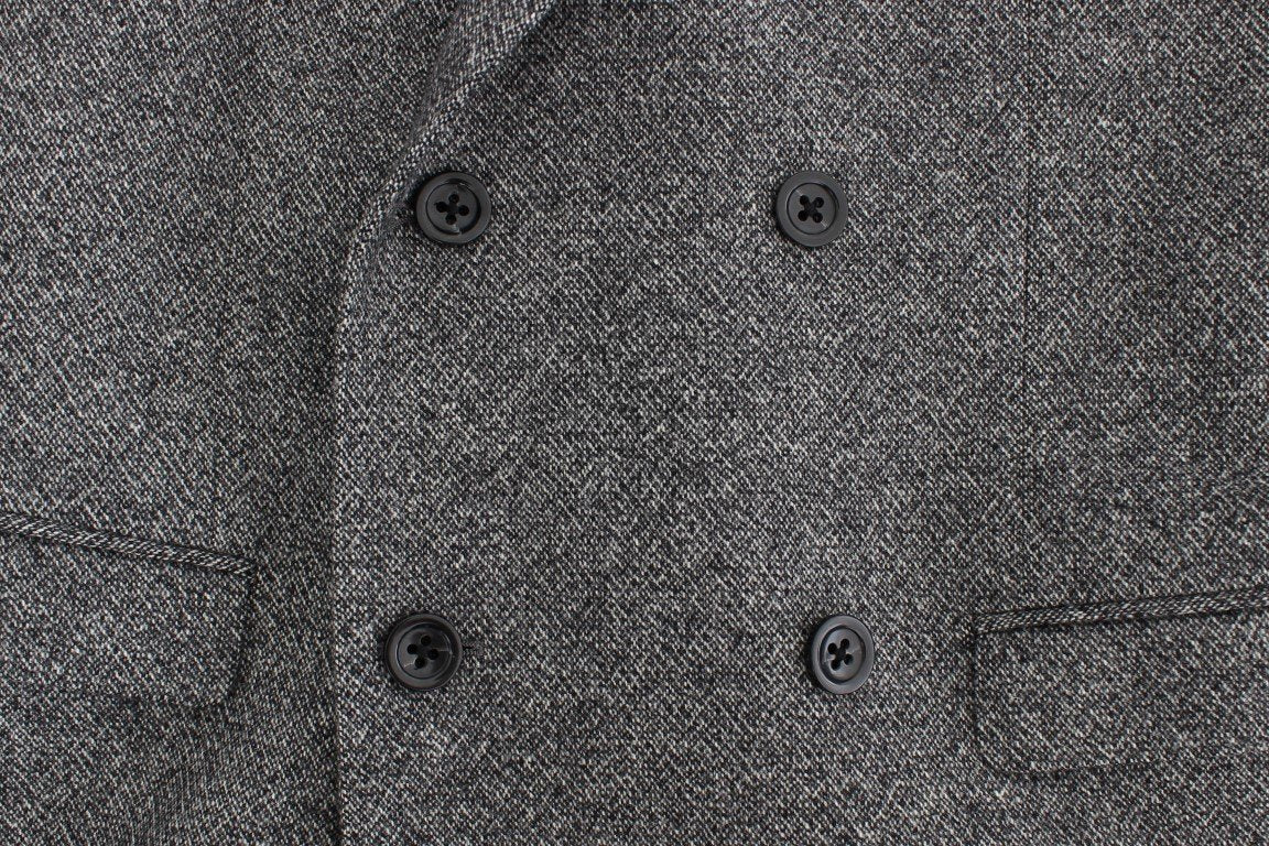 Gray wool double breasted blazer