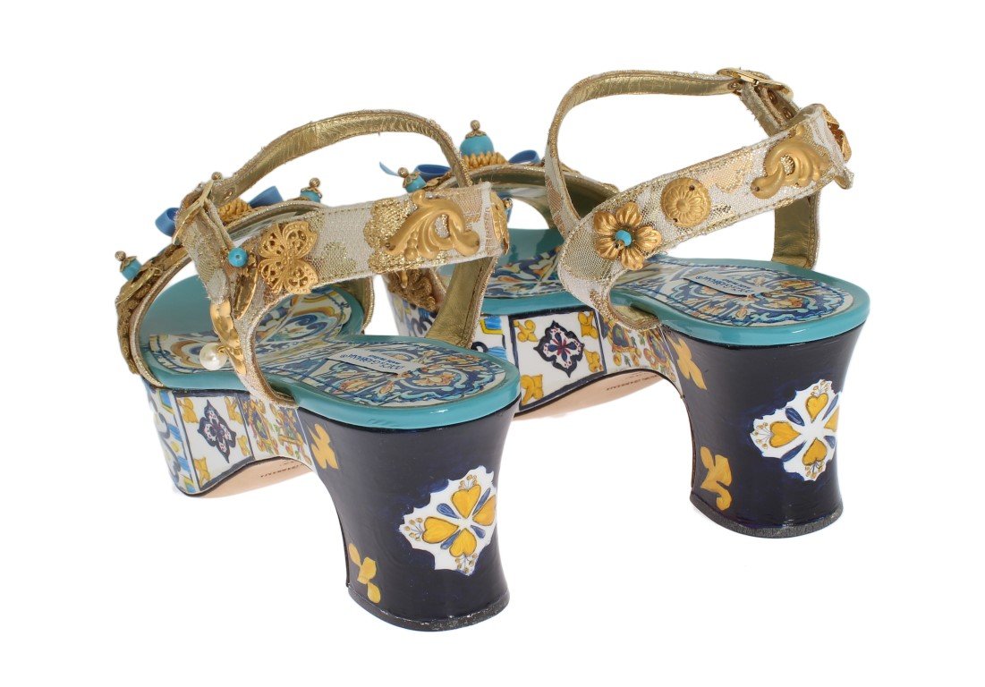 Handpainted Brocade Crystal Majolica Sandals