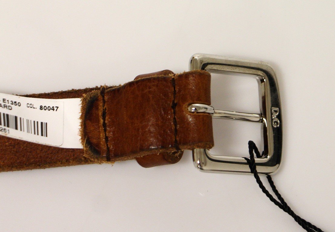 Brown Leather Logo Belt