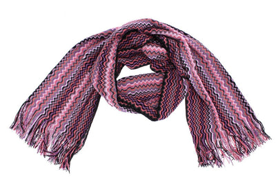 Multicolor zig zag pattern wool scarf