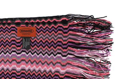 Multicolor zig zag pattern wool scarf