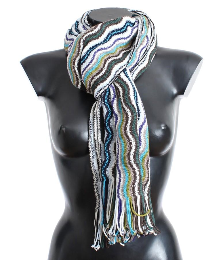 Multicolor zig zag pattern wool scarf