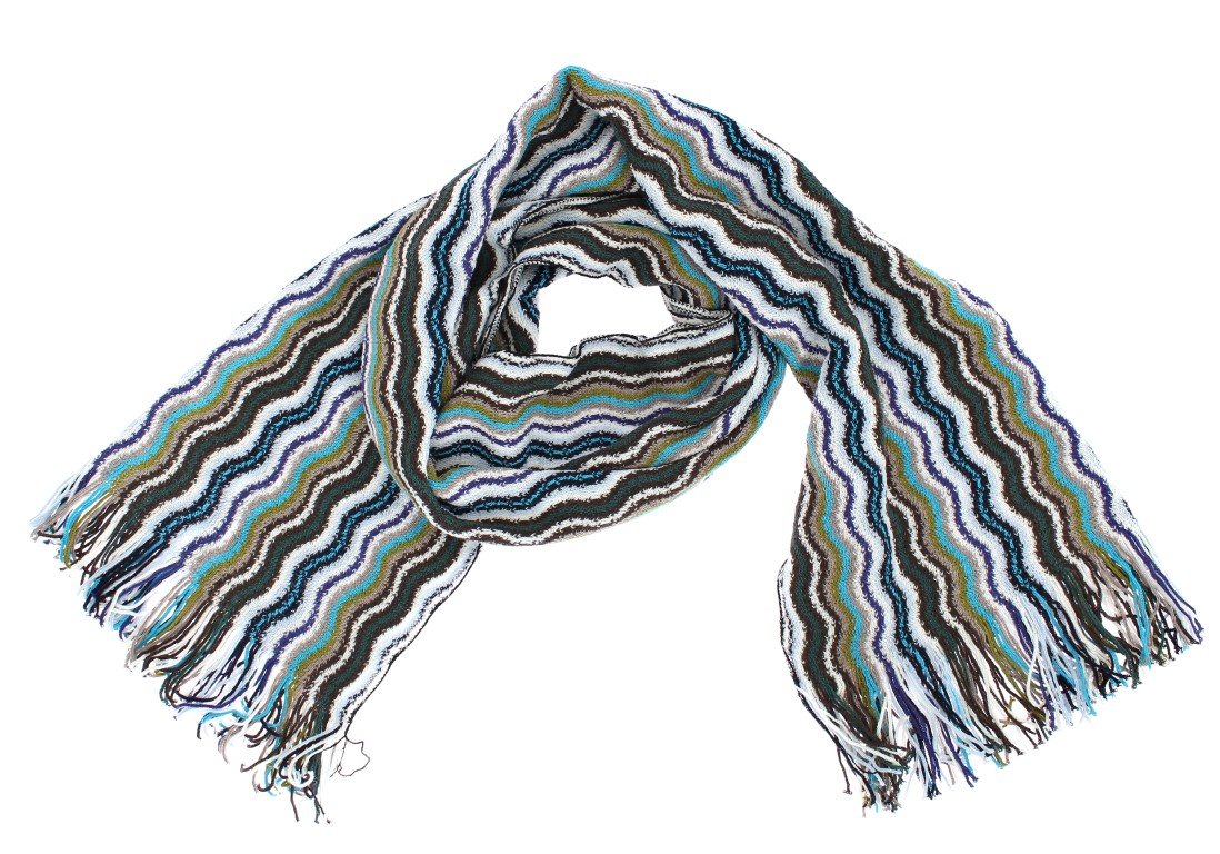 Multicolor zig zag pattern wool scarf