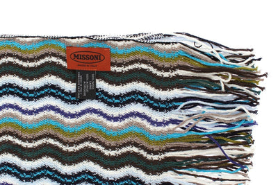 Multicolor zig zag pattern wool scarf