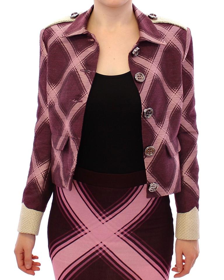 Purple checkered blazer jacket