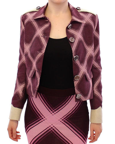 Purple checkered blazer jacket