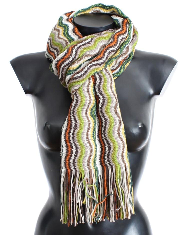 Multicolor zig zag pattern wool scarf