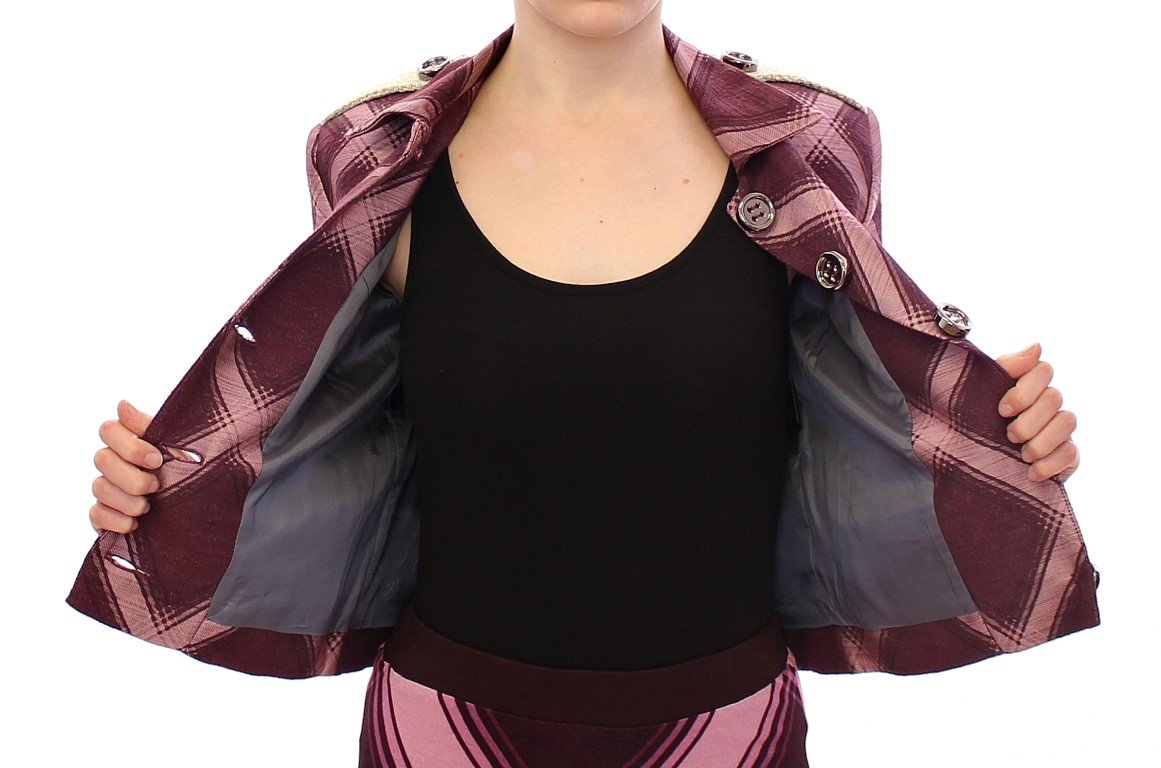 Purple checkered blazer jacket
