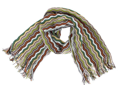 Multicolor zig zag pattern wool scarf