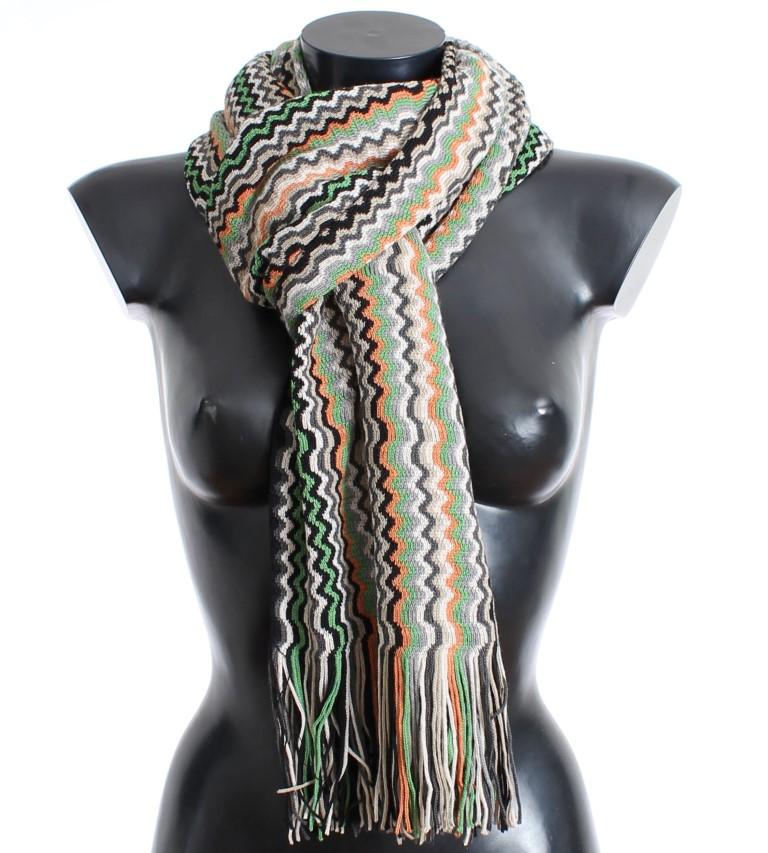 Multicolor zig zag pattern wool scarf