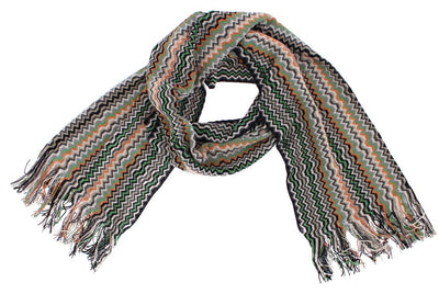 Multicolor zig zag pattern wool scarf